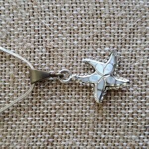 CARDENAS MINI STARFISH OPAL PENDANT 925 SILVER 18 INCH NECKLACE BEACH SURF COAST